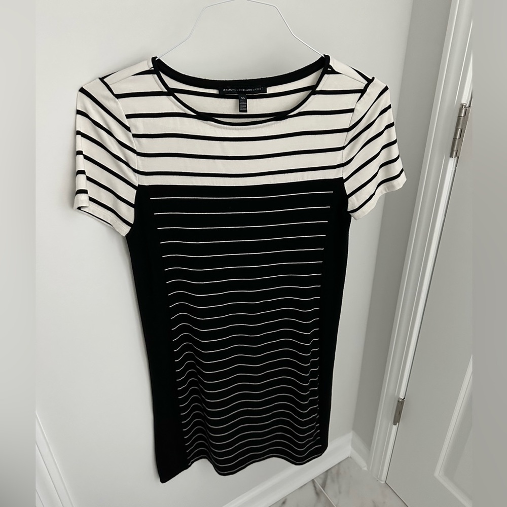 White House black market white and back stripe dress